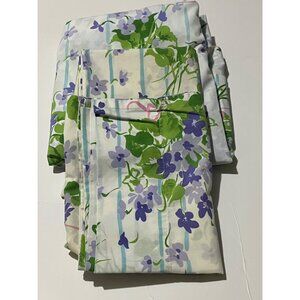 Twin Flat and 2 Pillowcases Purple Violet Pattern JP Stevens-Vintage